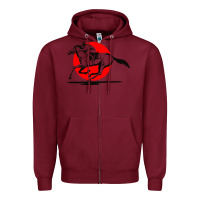 Burgundy horse racing Zipper Hoodie - artisFamous