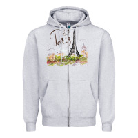 Heather Grey paris Zipper Hoodie - artisFamous