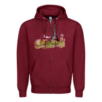 Burgundy paris Zipper Hoodie - artisFamous