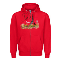 Red paris Zipper Hoodie - artisFamous
