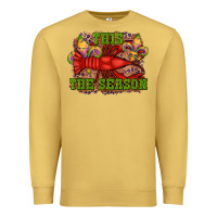 Antique Gold mardi gras this the season crawfish fleur de lis Premium Sweatshirt - RanaPortraitStore
