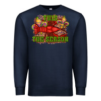 Navy mardi gras this the season crawfish fleur de lis Premium Sweatshirt - RanaPortraitStore