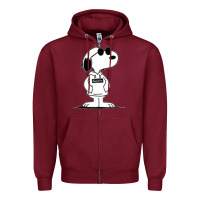 Burgundy cool dog Zipper Hoodie - artisFamous