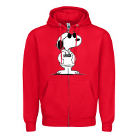 Red cool dog Zipper Hoodie - artisFamous