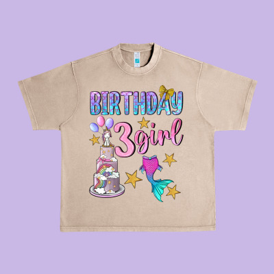 Birthday Girl 3 Urban Heavy Tee Designed By Bundleandbundleshop