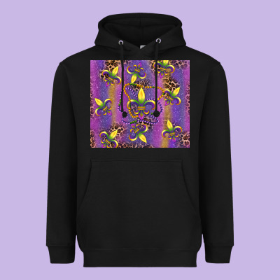 Mardi Gras Fleur De Lis Heavyweight Hoodie Designed By Ranaportraitstore