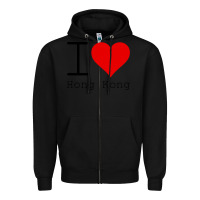 Black i love hong kong Zipper Hoodie - artisFamous
