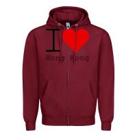 Burgundy i love hong kong Zipper Hoodie - artisFamous