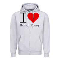 Heather Grey i love hong kong Zipper Hoodie - artisFamous