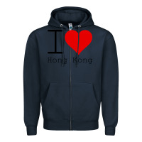 Navy i love hong kong Zipper Hoodie - artisFamous