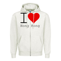 Oatmeal Heather i love hong kong Zipper Hoodie - artisFamous