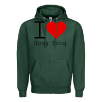 Sports Green i love hong kong Zipper Hoodie - artisFamous