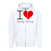 White i love hong kong Zipper Hoodie - artisFamous
