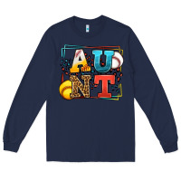 Navy Baseball and Softball aunt leopard frame Long Sleeve Tee - LillyAllenDesigns