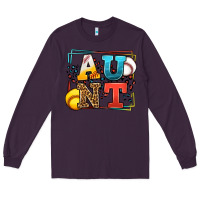 Plum Baseball and Softball aunt leopard frame Long Sleeve Tee - LillyAllenDesigns