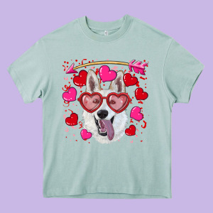 Valentine's Day  White Shepherd Heavy Core Tee Designed By Ranaportraitstore
