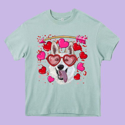 Valentine's Day  White Shepherd Heavy Core Tee Designed By Ranaportraitstore