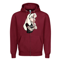 Burgundy alice tattoo Zipper Hoodie - artisFamous