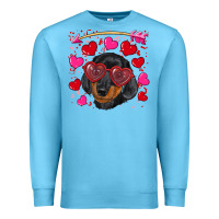 Ocean Blue valentine's day  dachshund puppy Premium Sweatshirt - RanaPortraitStore
