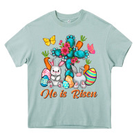 Arona He is risen with Cross Easter Day Heavy Core Tee - HowdyJamesFarm