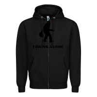 Black bigfoot sasquatch i drink alone Zipper Hoodie - artisFamous