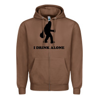 Chestnut bigfoot sasquatch i drink alone Zipper Hoodie - artisFamous