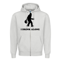 Dove Grey bigfoot sasquatch i drink alone Zipper Hoodie - artisFamous
