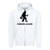 White bigfoot sasquatch i drink alone Zipper Hoodie - artisFamous