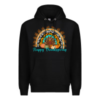 Black Happy thanksgiving rainbow Premium Hoodie - Artiststas