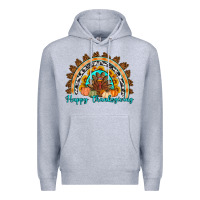 Heather Grey Happy thanksgiving rainbow Premium Hoodie - Artiststas