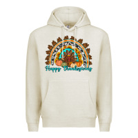 Oatmeal Heather Happy thanksgiving rainbow Premium Hoodie - Artiststas
