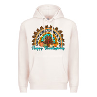 Pale Pink Happy thanksgiving rainbow Premium Hoodie - Artiststas