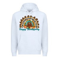 White Happy thanksgiving rainbow Premium Hoodie - Artiststas