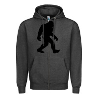 Charcoal Heather bigfoot in black design Zipper Hoodie - artisFamous