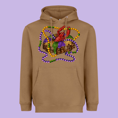 Mardi Gras Craw Fish King Cake With Leopard Heavyweight Hoodie Designed By Ranaportraitstore