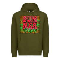 Army Green summer vibes watermelon leopard background Premium Hoodie - Jasminsmagicworld
