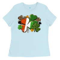 Baby Blue Irish flag shamrock St. Patricks Day Ladies Tee - FaDigitalArtStudio