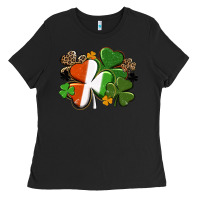 Black Irish flag shamrock St. Patricks Day Ladies Tee - FaDigitalArtStudio