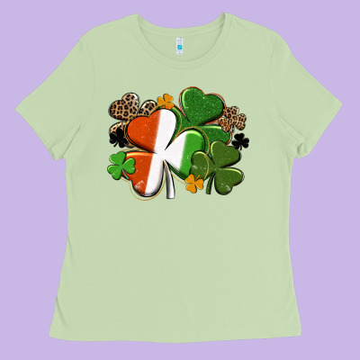 Irish Flag Shamrock St. Patricks Day Ladies Tee Designed By Fadigitalartstudio
