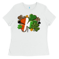 White Irish flag shamrock St. Patricks Day Ladies Tee - FaDigitalArtStudio