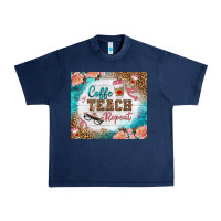 Navy coffee teach repeat tumbler Urban Heavy Tee - BundleAndBundleShop