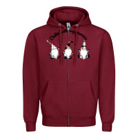 Burgundy chillin' with my gnomies for light Zipper Hoodie - artisFamous