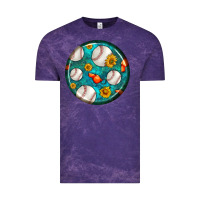 Cloud Purple baseball with sunflower round earrings Vintage Tee - BundleAndBundleShop