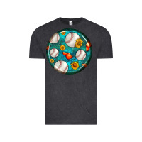Vintage Black baseball with sunflower round earrings Vintage Tee - BundleAndBundleShop