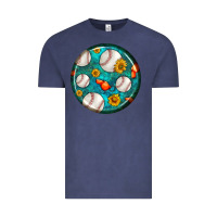Vintage Denim baseball with sunflower round earrings Vintage Tee - BundleAndBundleShop