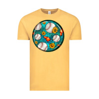 Vintage Mustard baseball with sunflower round earrings Vintage Tee - BundleAndBundleShop