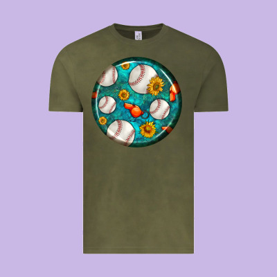 Baseball With Sunflower Round Earrings Vintage Tee Designed By Bundleandbundleshop