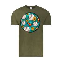 Vintage Olive baseball with sunflower round earrings Vintage Tee - BundleAndBundleShop