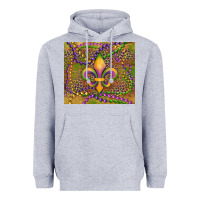 Heather Grey mardi gras fleur de lis Heavyweight Hoodie - RanaPortraitStore