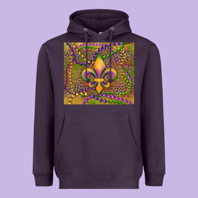 Mardi Gras Fleur De Lis Heavyweight Hoodie Designed By Ranaportraitstore